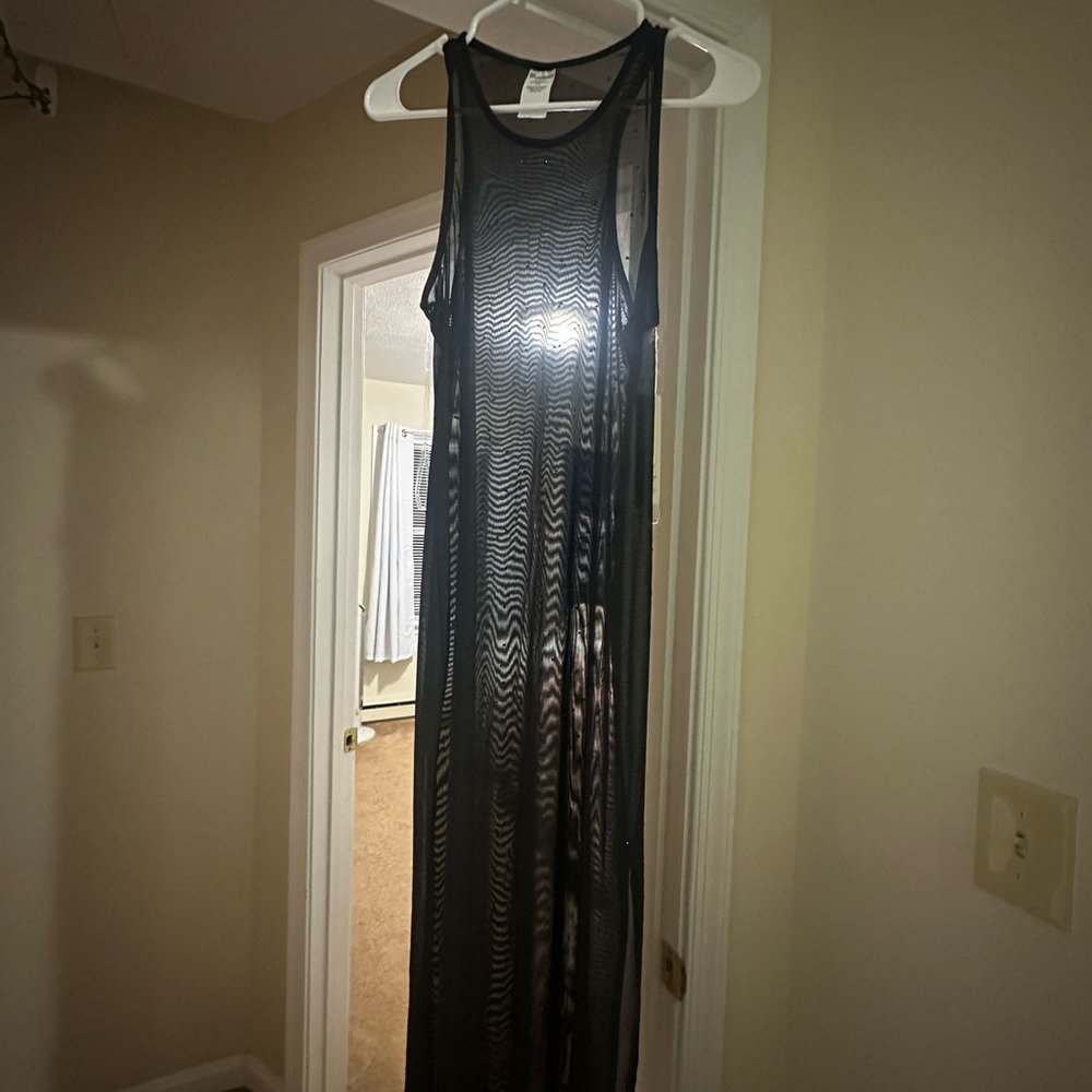 No Boundaries Black Sheer Mesh Swim Coverup Maxi